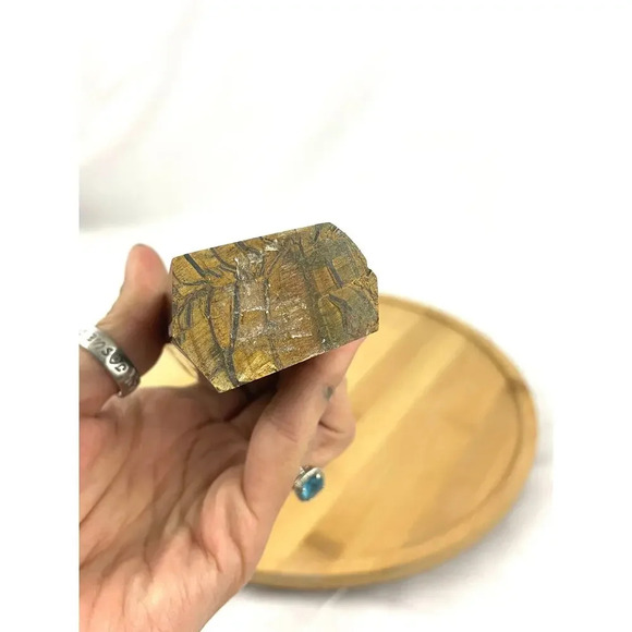 Tigers Eye Tower Obelisk Point 5 7/8" Natural Quartz Crystal 306g - Picture 7 of 16